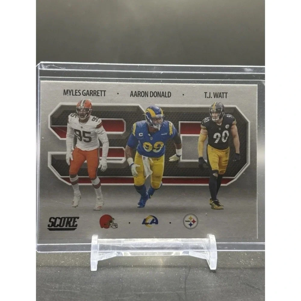 2021 Score -‎ 3d Aaron Donald, T.J. Watt, Myles Garrett #3D9 .